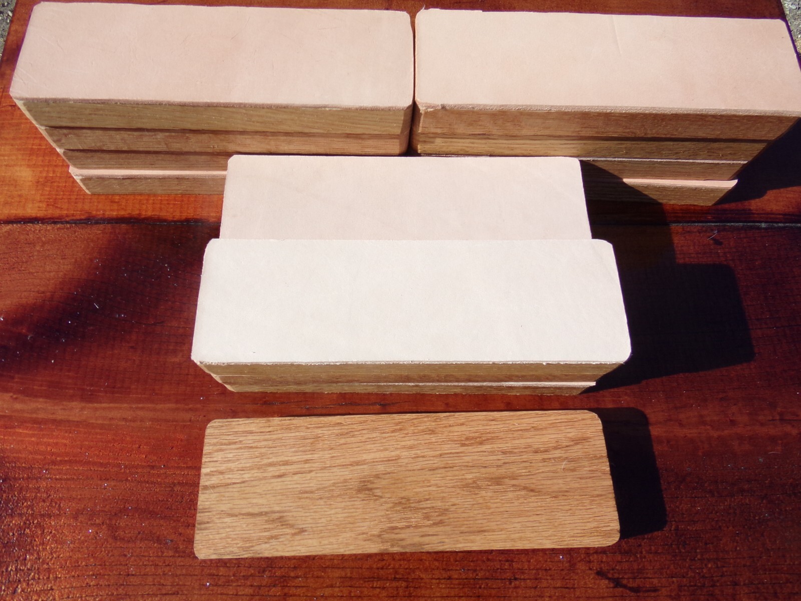 8″ by 2 1/2″ Smooth Leather Strop Oak Block Knife and Tool Sharpener