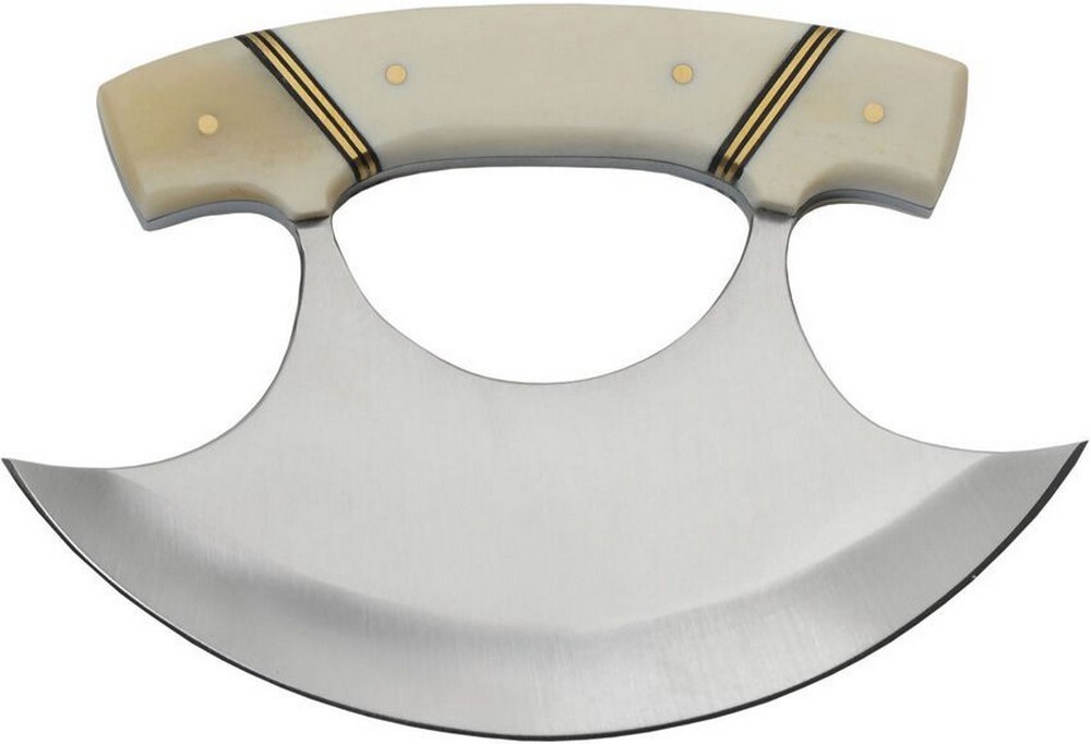 Rite Edge Ulu 5.5″ Fixed Plain Blade Knife White Handle – DH8026BO
