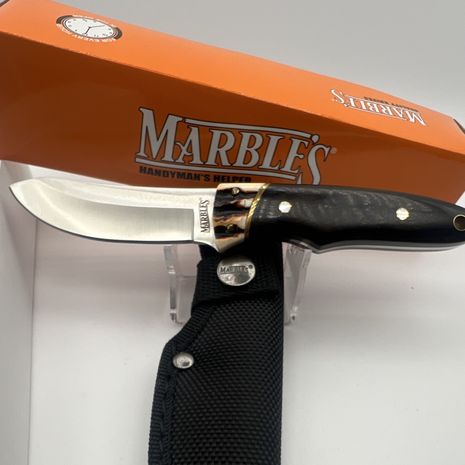 Marbles Handyman’s Helper Knife MR247 3 1-2 SS Blade Wood /Stag Handle Sheath