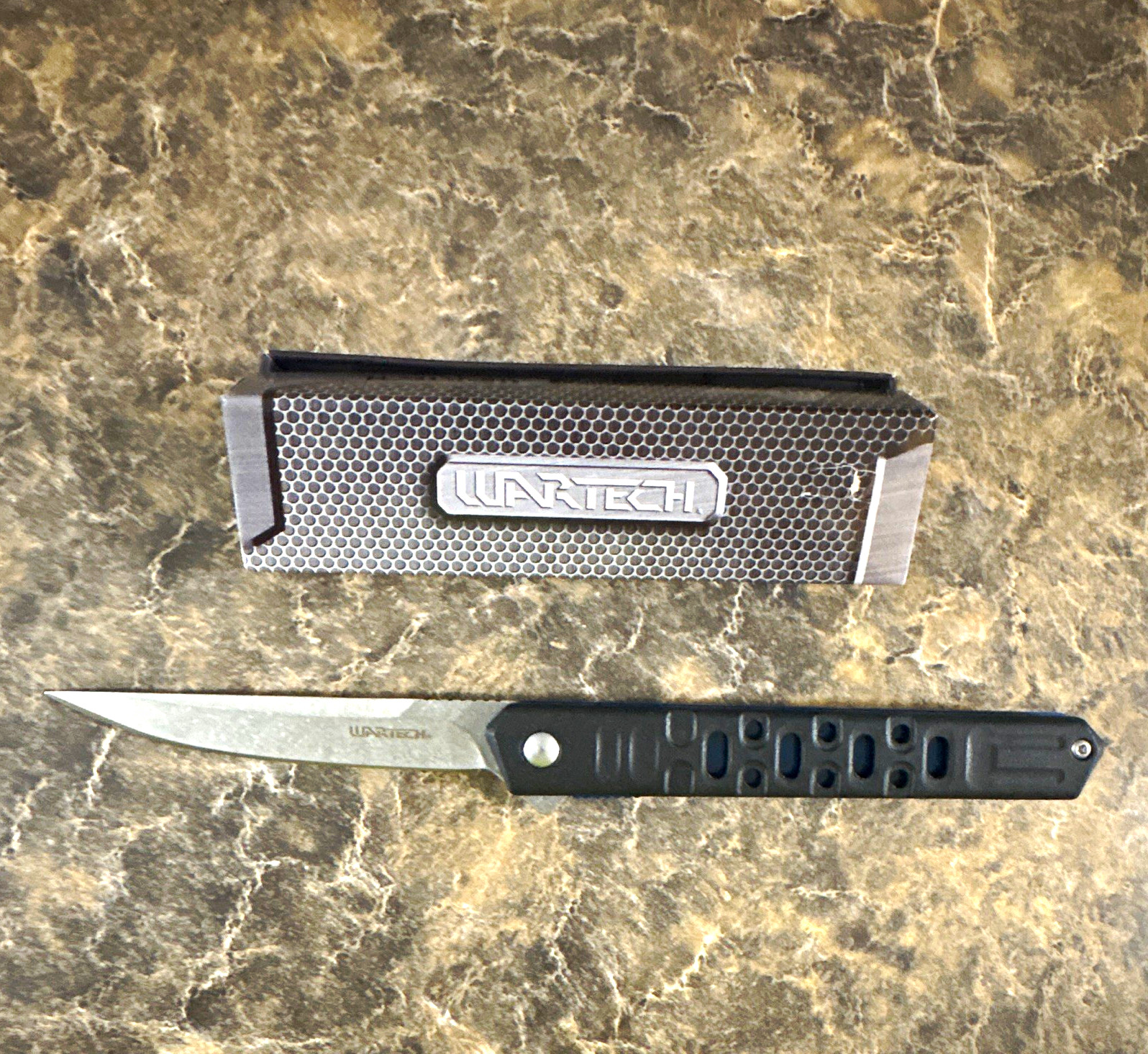 WarTech PWT454BL Folding Pocket Knife 3.5in Stainless Straight Edge Clip