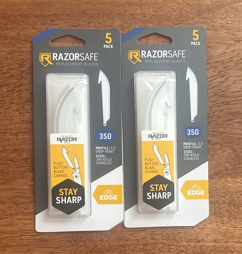 2 Pack -Outdoor Edge 3.5″ Razorsafe System Combo Set 5 Replacement Blades RR35-5
