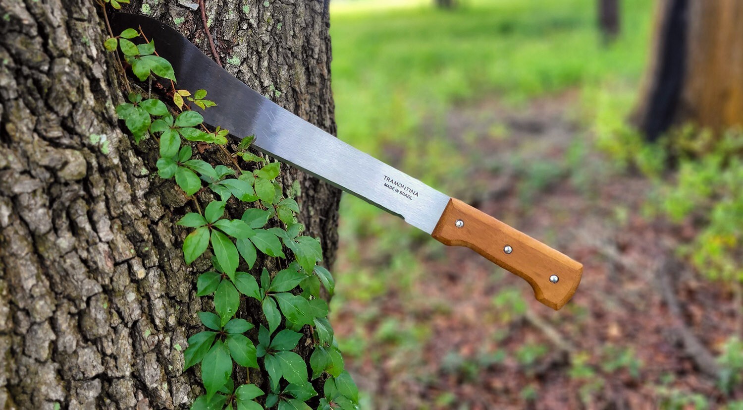 TRAMONTINA 20″ Traditional WOOD HANDLE Carbon Steel Bolo Machete MADE IN BRAZIL