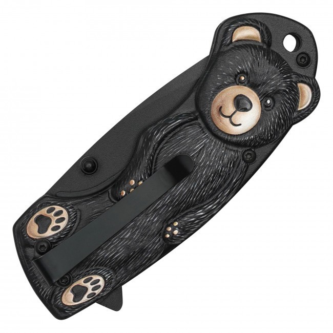 6.75” Black Bear 3-D Printed Graphic Spring Assisted Pocket Knife w/clip