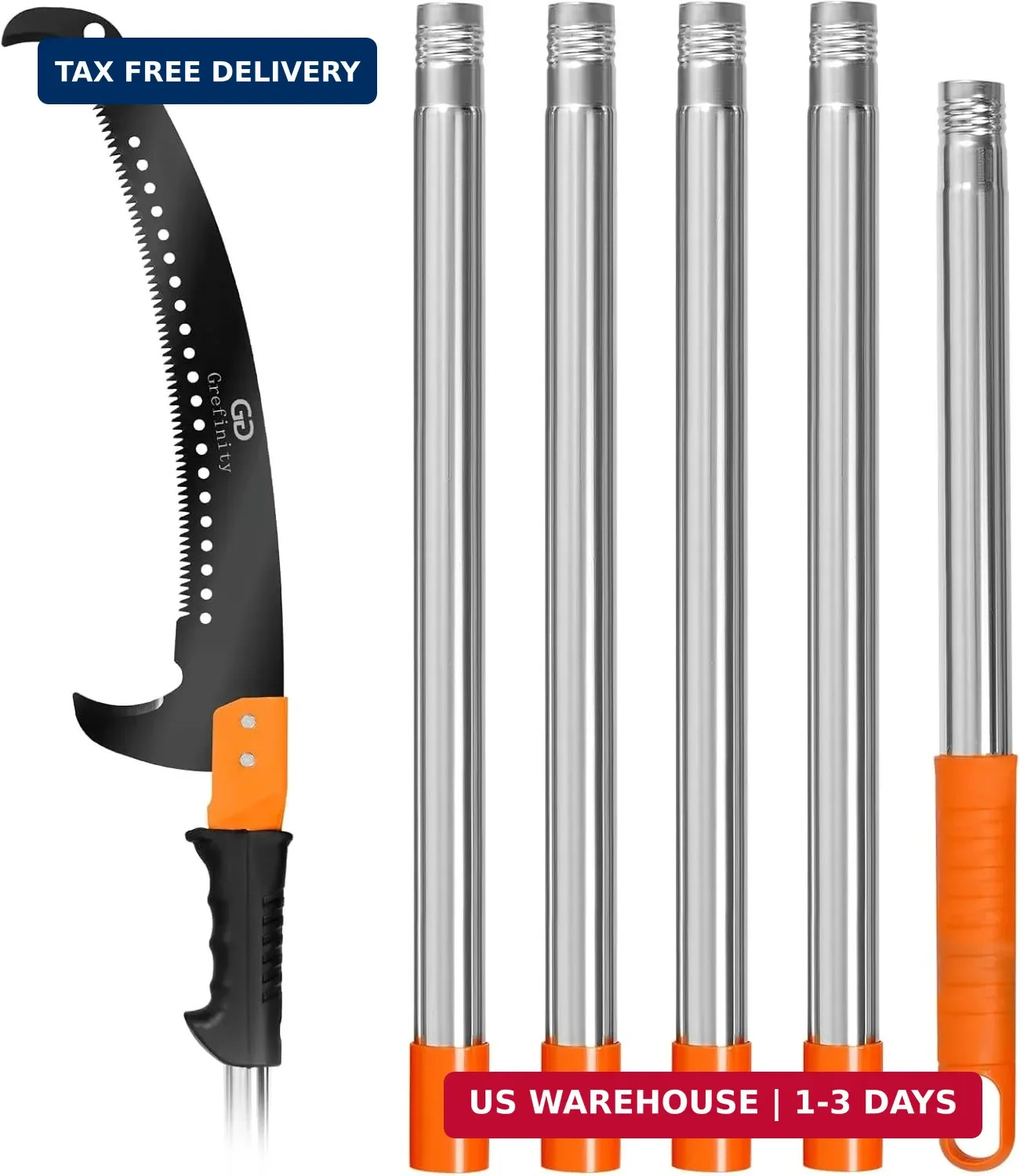 Grefinity Manual Pole Saw, 7.8 Ft Pole Saws for Tree Trimming | Extendable, Shar