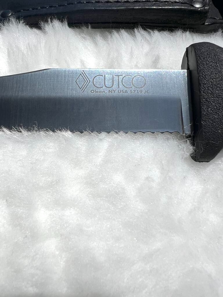 Cutco 5719 JG Outdoor Knife with Double-D Edge and Leather Sheath *Nice*