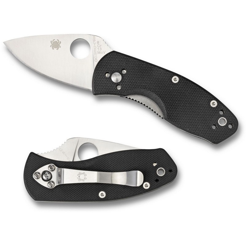 Spyderco C148GP Ambitious Folding Knife 2.25″ 8Cr13MoV Plain Edge Blade, Black