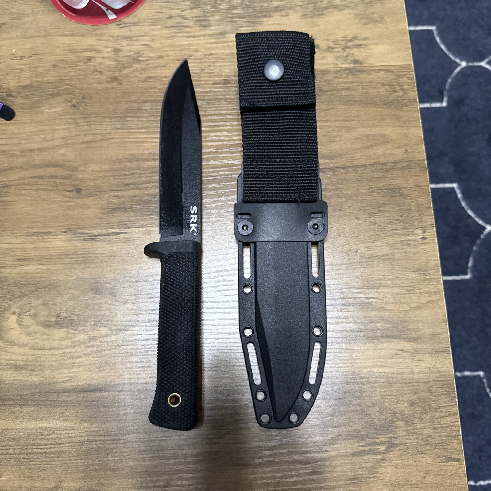 Cold Steel SRK Fixed Knife SK5 Carbon Steel Clip Blade Black Kray-Ex Handle