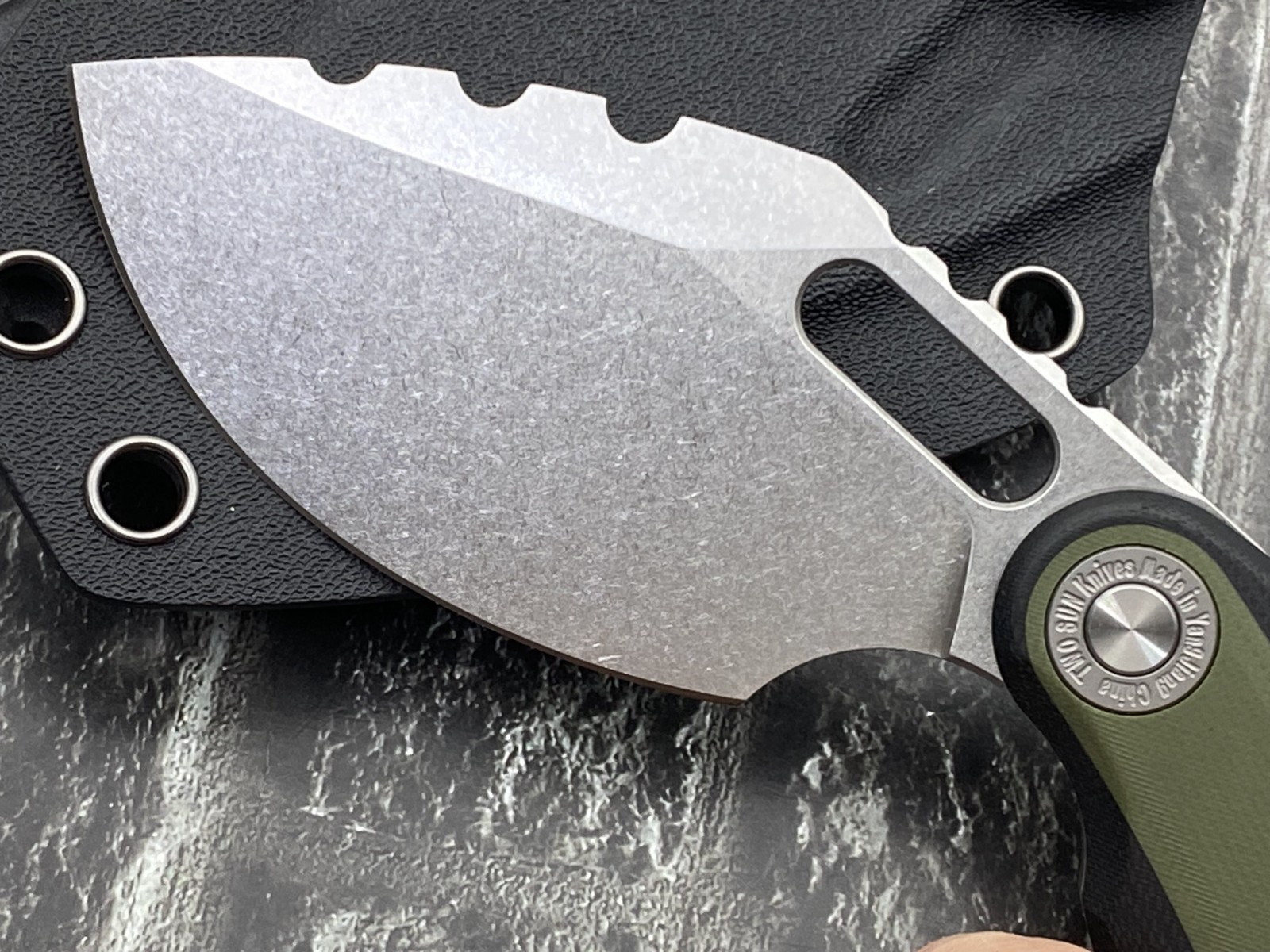 TwoSun TS545-D2-SW EDC D2 Blade G10 Handle Fixed Blade Kydex Belt Sheath Knife