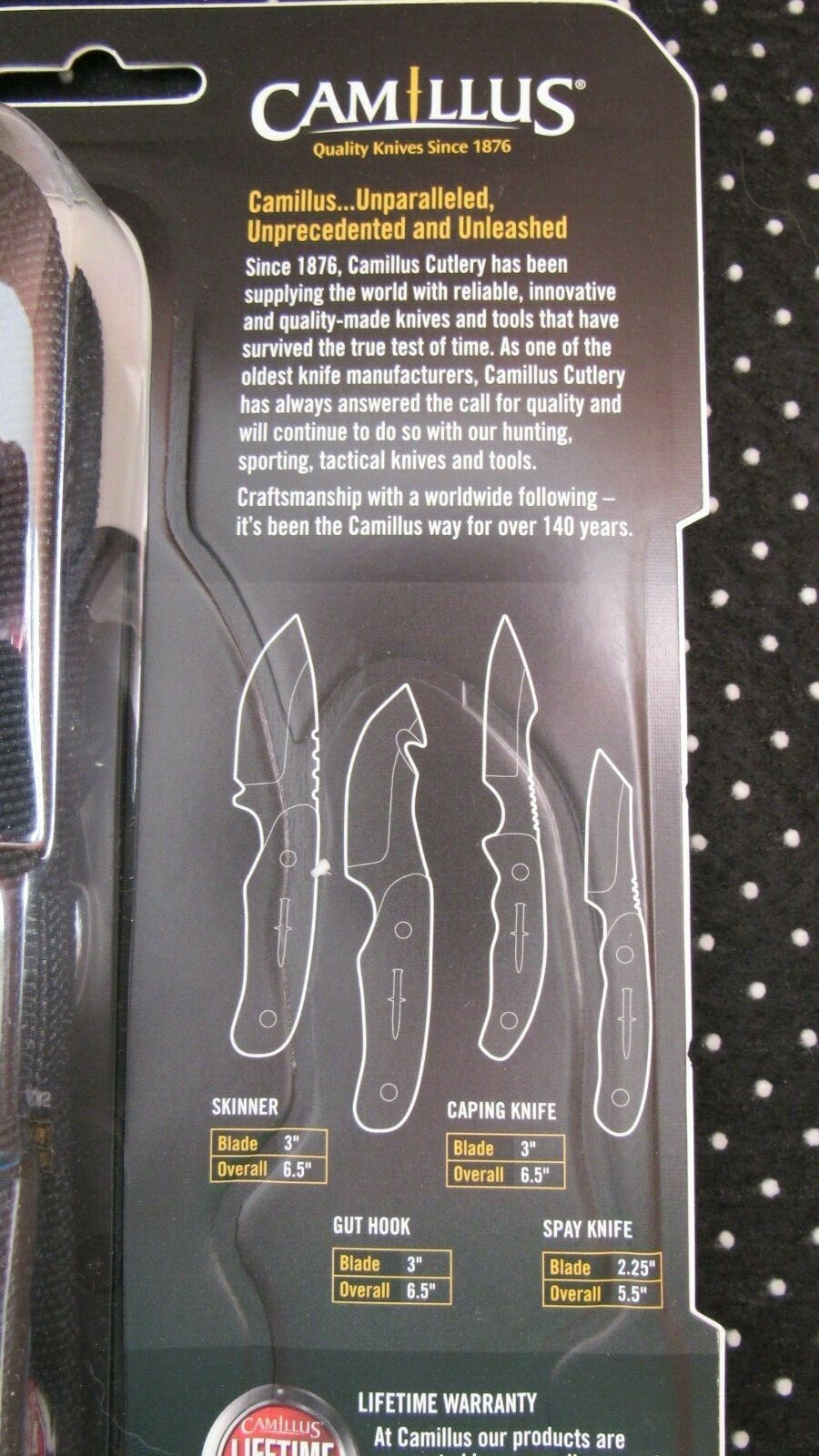 Camillus Knife GAME CLEANING SKINNER GUT HOOK CAPING SET OF 4 FIXED KNIVES 19422
