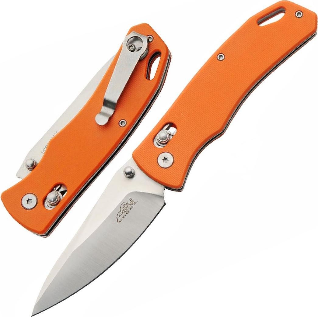 Spring-Assist Pocket Knife | 3.25in Folding Blade RLS Lock G10 Handle Orange