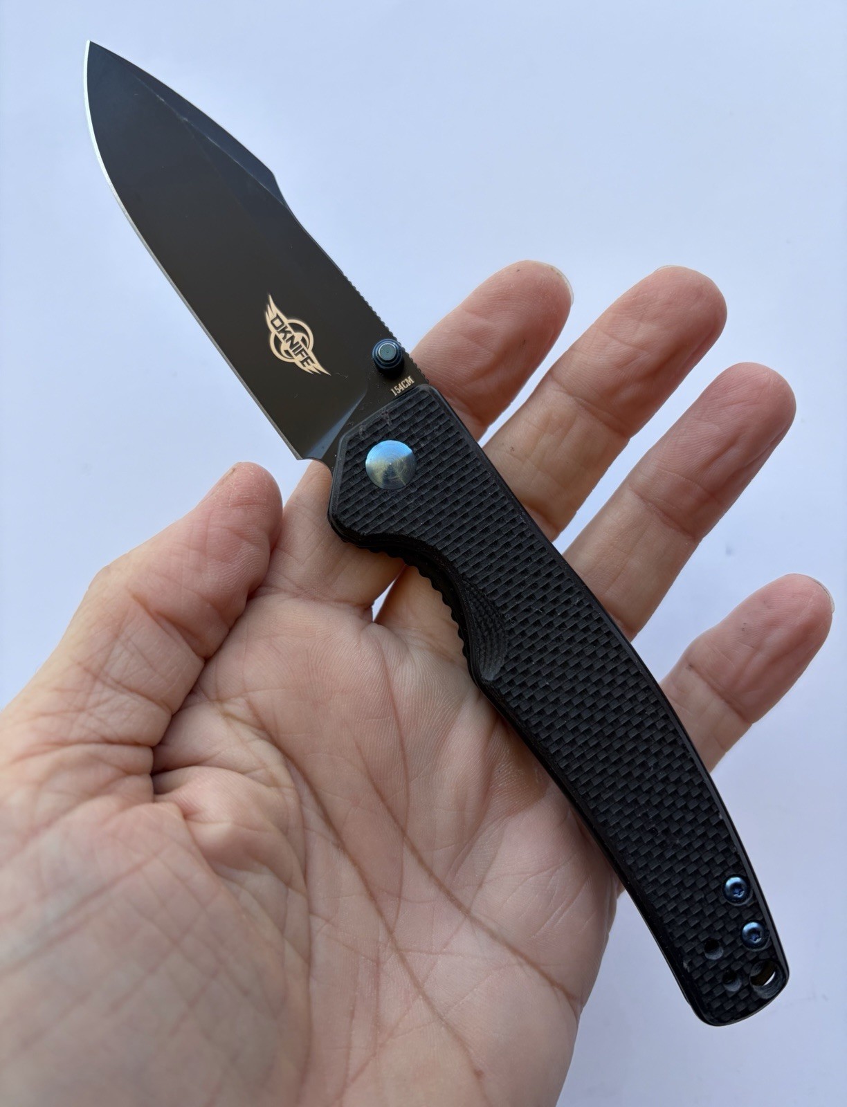 OKNIFE BEAGLE BLACK FOLDING KNIFE, 3.3″ SS BLADE, G10 HANDLE, EXCELLENT!