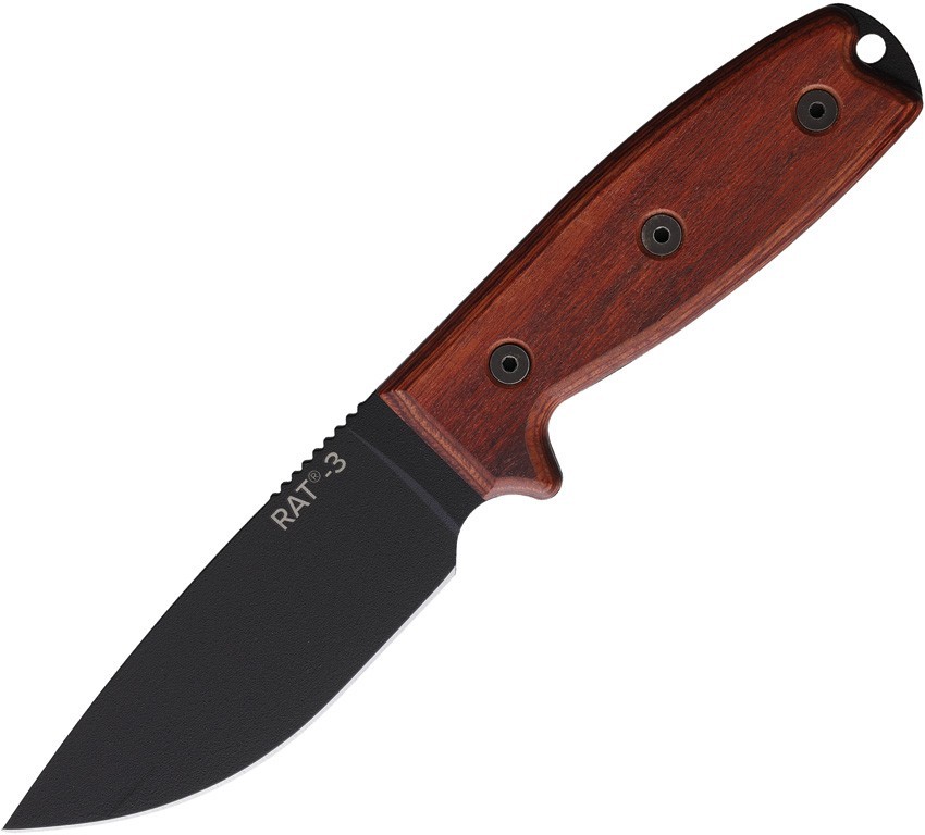 Ontario RAT 3 8675 4″ Carbon Wood Fixed Blade Knife