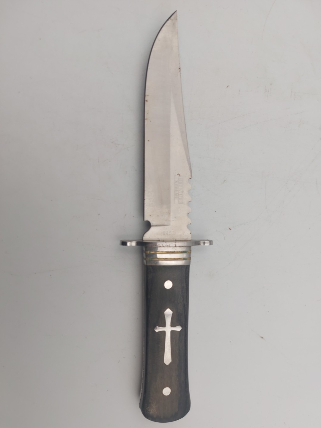 Defender Xtreme 11″ Silver Blade Steel Cross Inlay Wood Handle Read Desc