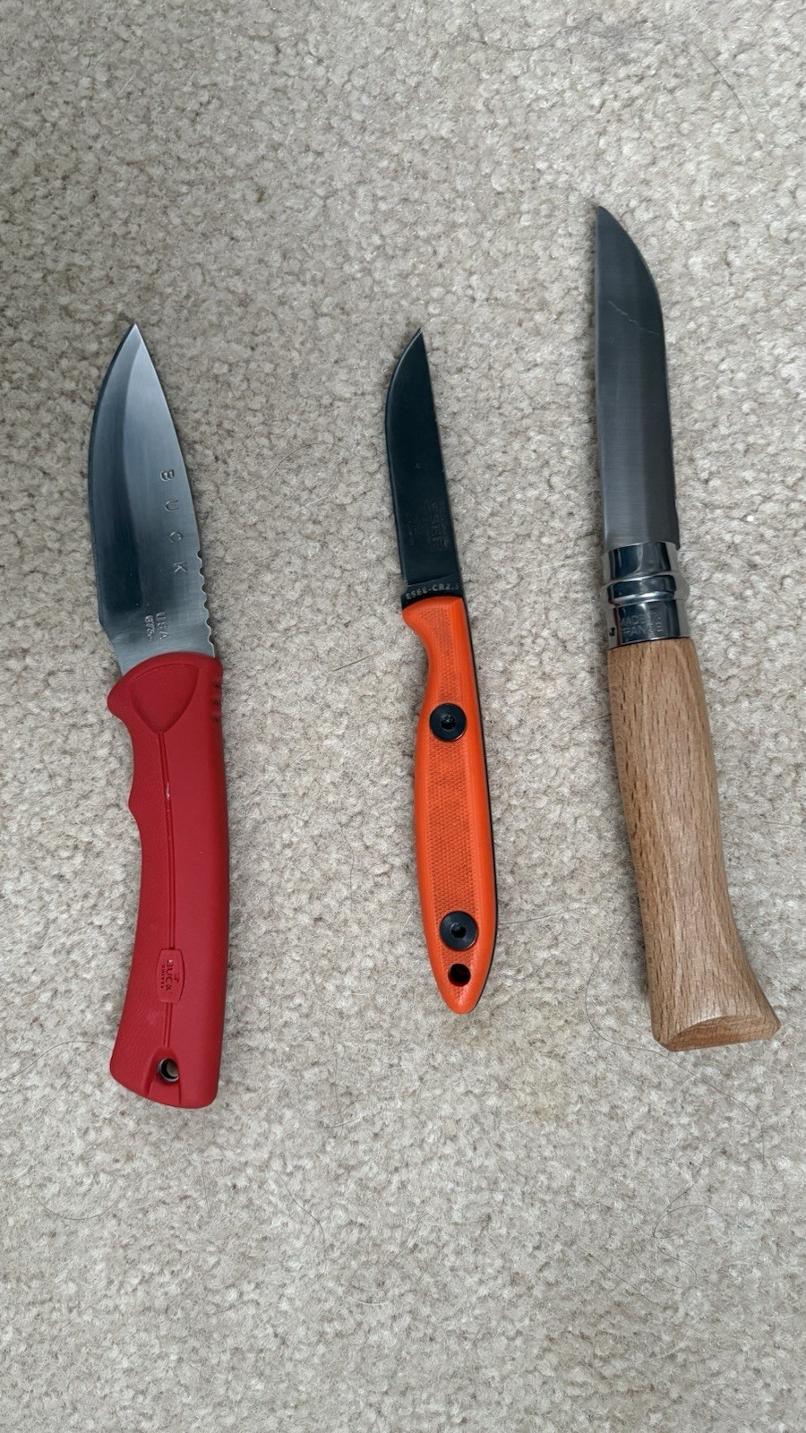 3 Knife Collection: ESEE CR2.5, Buck 673, Opinel No8