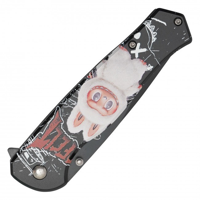 8” Labubu Angel in Clouds 3-D Printed Graphic Spring Assisted Pocket Knife