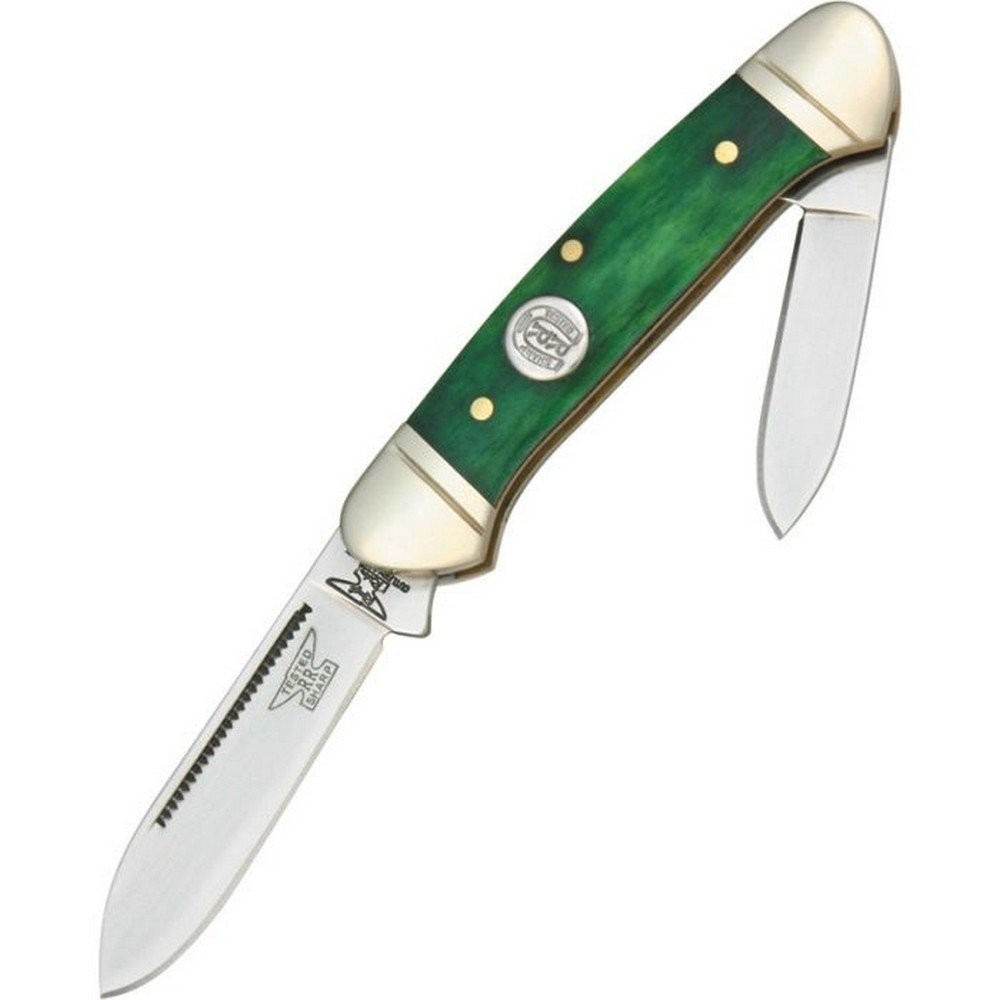 Rough Rider Mini Canoe Pocket Knife Stainless Blades Green Smooth Handle – RR057