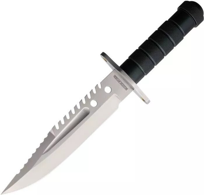 Rough Ryder Survival FixedKnife D2 Tool Steel Blade Black Aluminum Handle RR2586