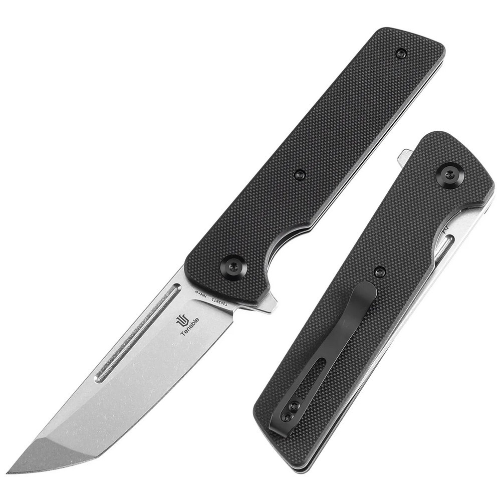 Tenable Knives Black G10 Handle Anomaly Linerlock 3.14” Folding Blade – T2038T1