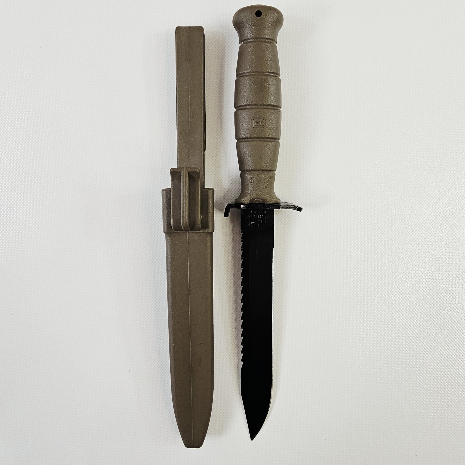 Glock 81 Field Knife Fixed Blade FDE Plain Root Saw 6.5″ Polymer w/ sheath