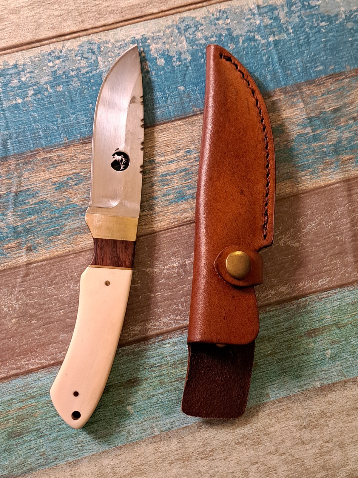 WHITETAIL CUTLERY 8 1/2″ Auth BONE HANDLE Knife BLADE440 SS BLADE LE SH 25-Cb33