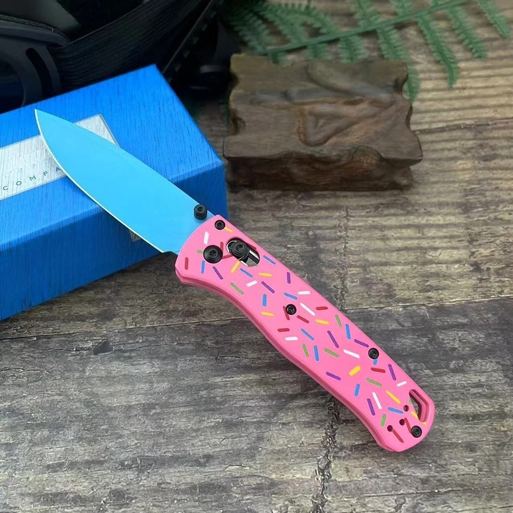 Donut Design EDC Knife AXIS Lock Flipper for Outdoor Adventures Blue Blade