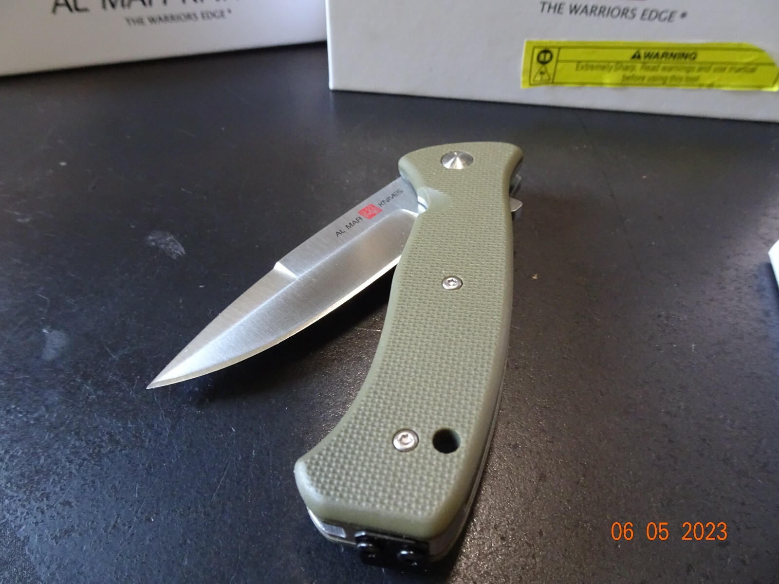 AL MAR KNIVES 4″ CLOSED AMK2209 S.E.R.E. 2020 OD GREEN 3″ SPEAR POINT BLADE SERR