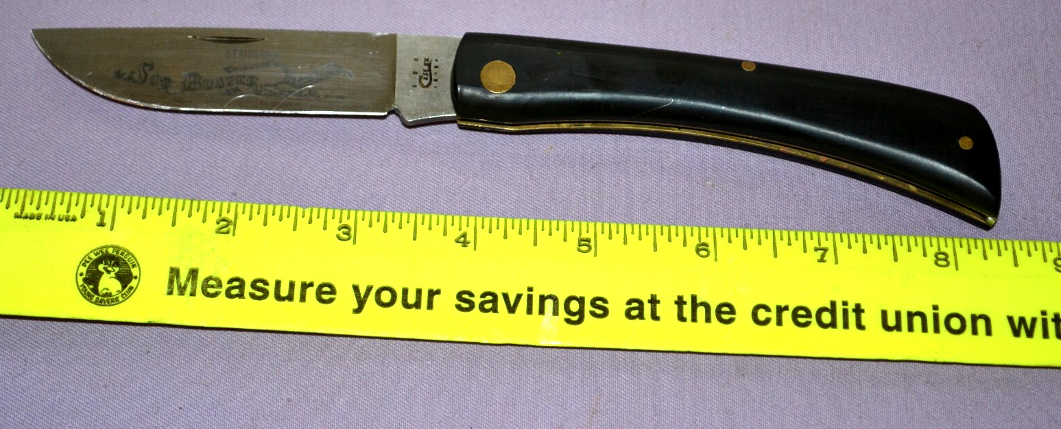 Case XX 2138 Sod Buster Stainless Steel Flat Blade Black Handle Folding Knife US