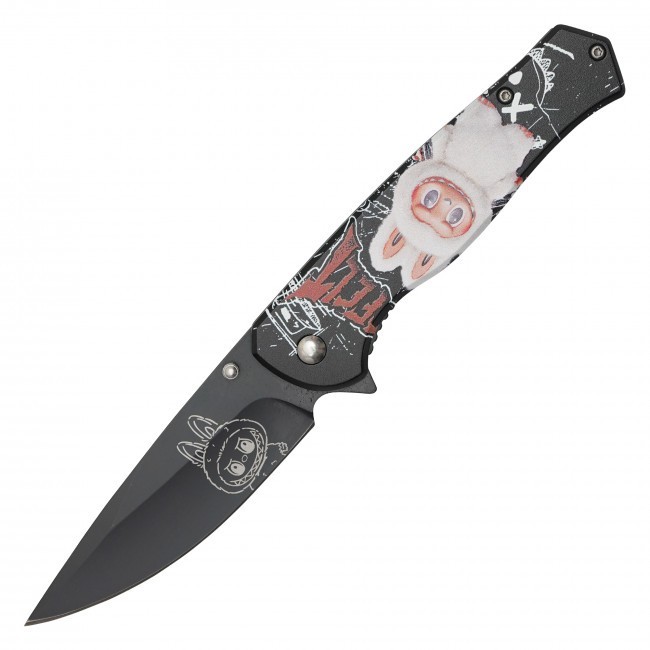 8” Labubu Angel in Clouds 3-D Printed Graphic Spring Assisted Pocket Knife