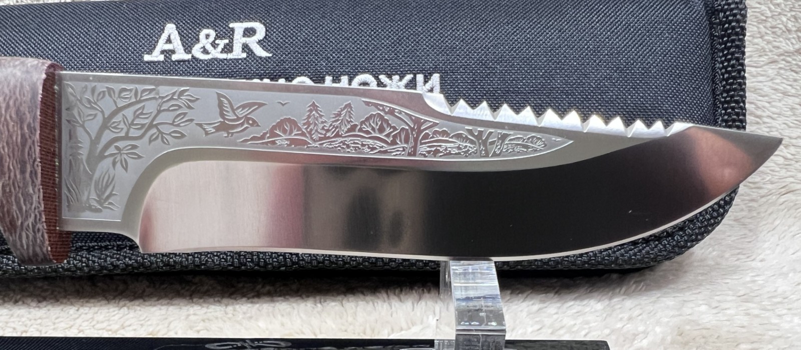 A&R ZLATOUST Strelets Russian Knife Hunting Camping Stainless steel Birch Bark