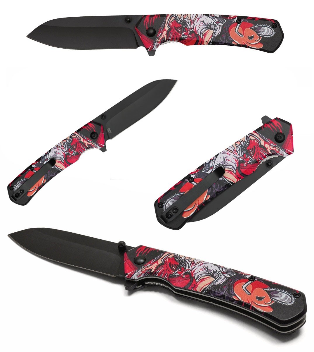 8″ Chainsaw Rampage 3-D Printed Graphic Spring Assisted Pocket Knife w/clip