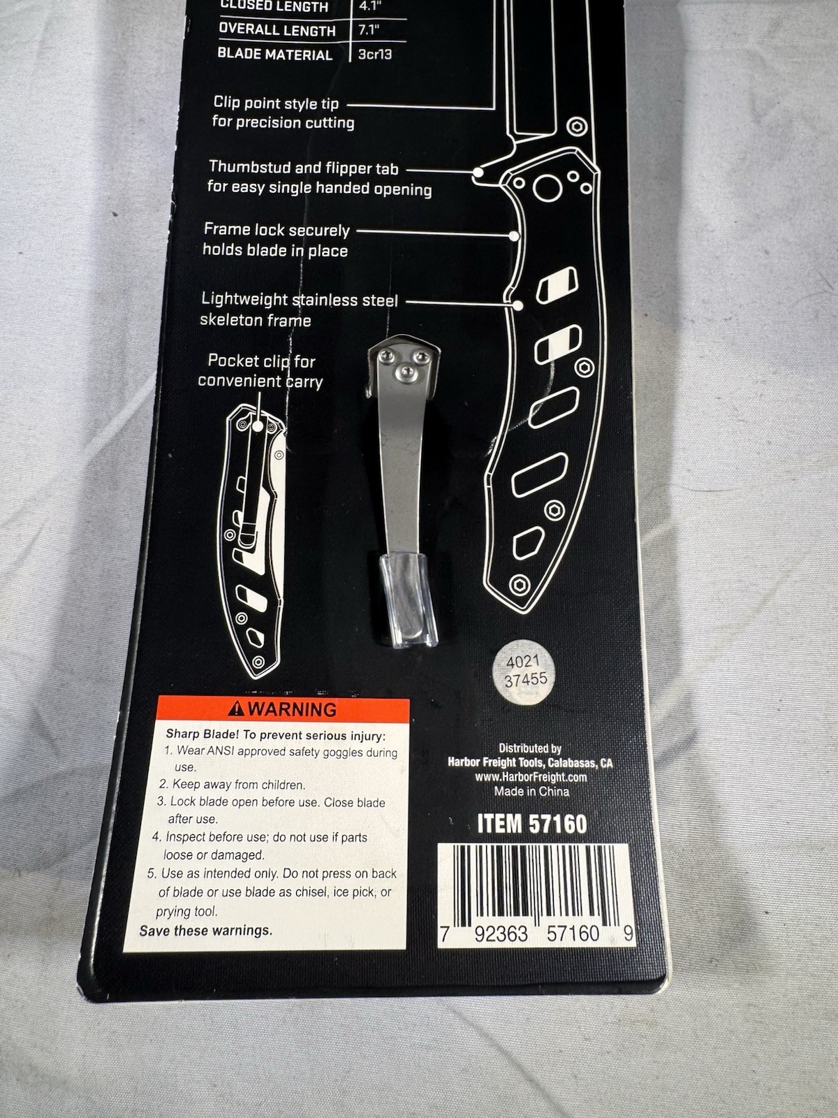 5 Pack Gordon 3″ Blade Pocket Clip Knife Skeleton Frame 3Cr13 Stainless Steel