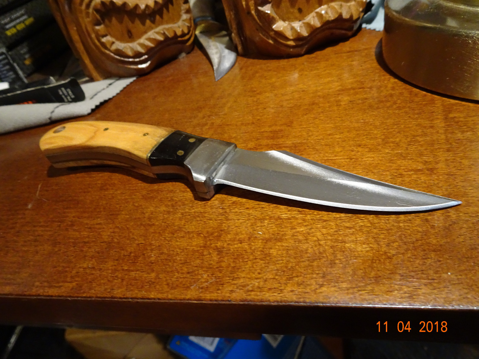 CHIPAWAY CUTLERY 7″ OVERALL BUFFALO HORN & OLIVE WOOD HANDLE 440HC STAINLESS BLA