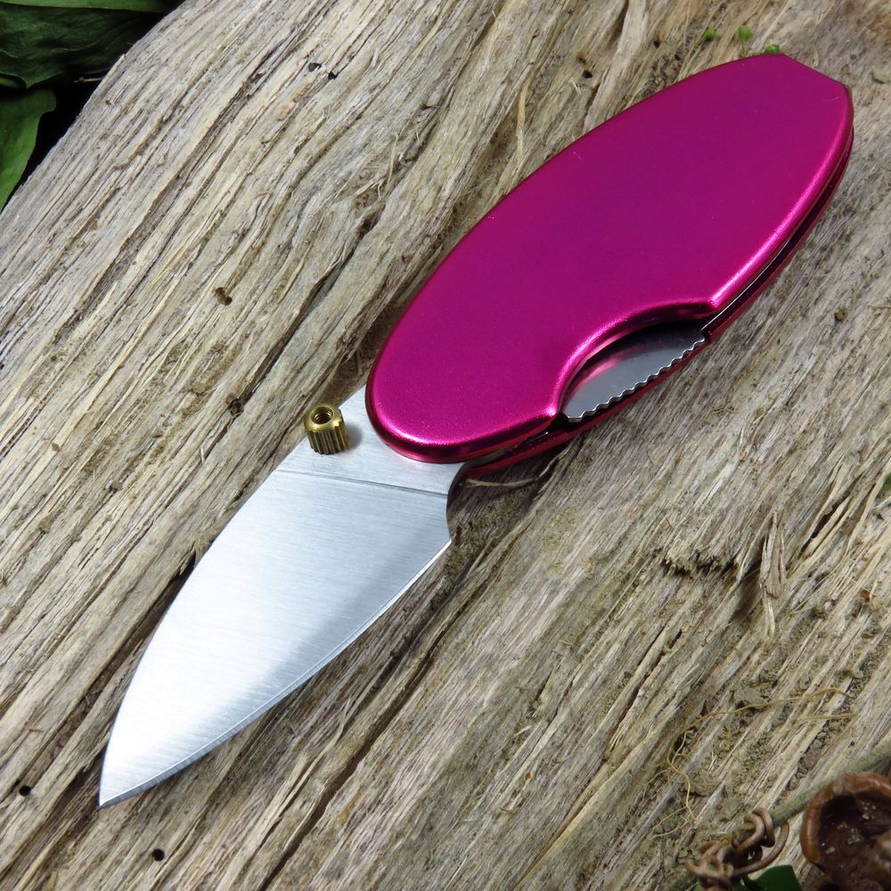 FOLDING POCKET KNIFE | 2.75″ Mini Women’s Pink Magenta Purple Slim Oval Pebble