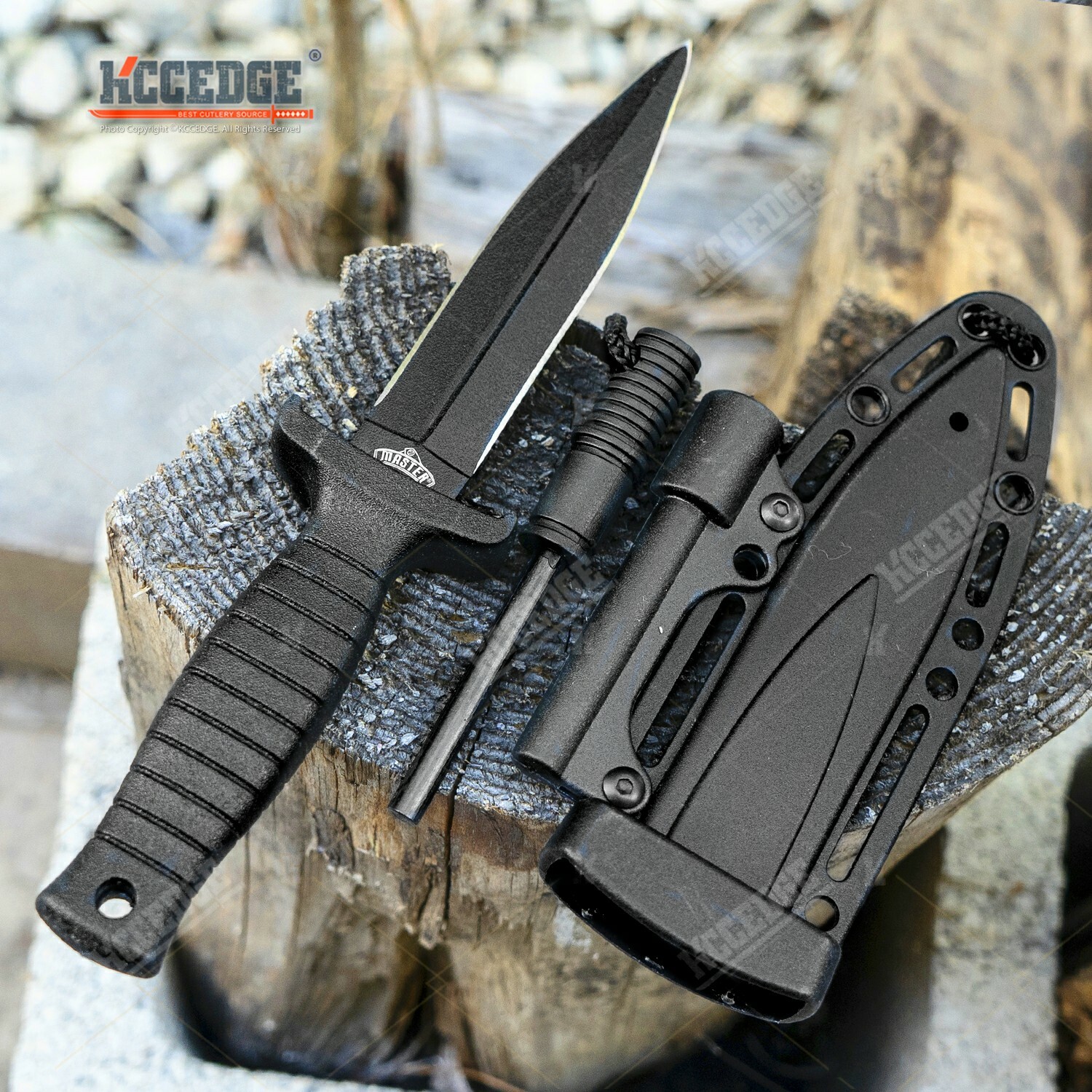7″ Emergency Knife W/ Fire Starter In Sheath Camping Knife Fixed Blade Knife