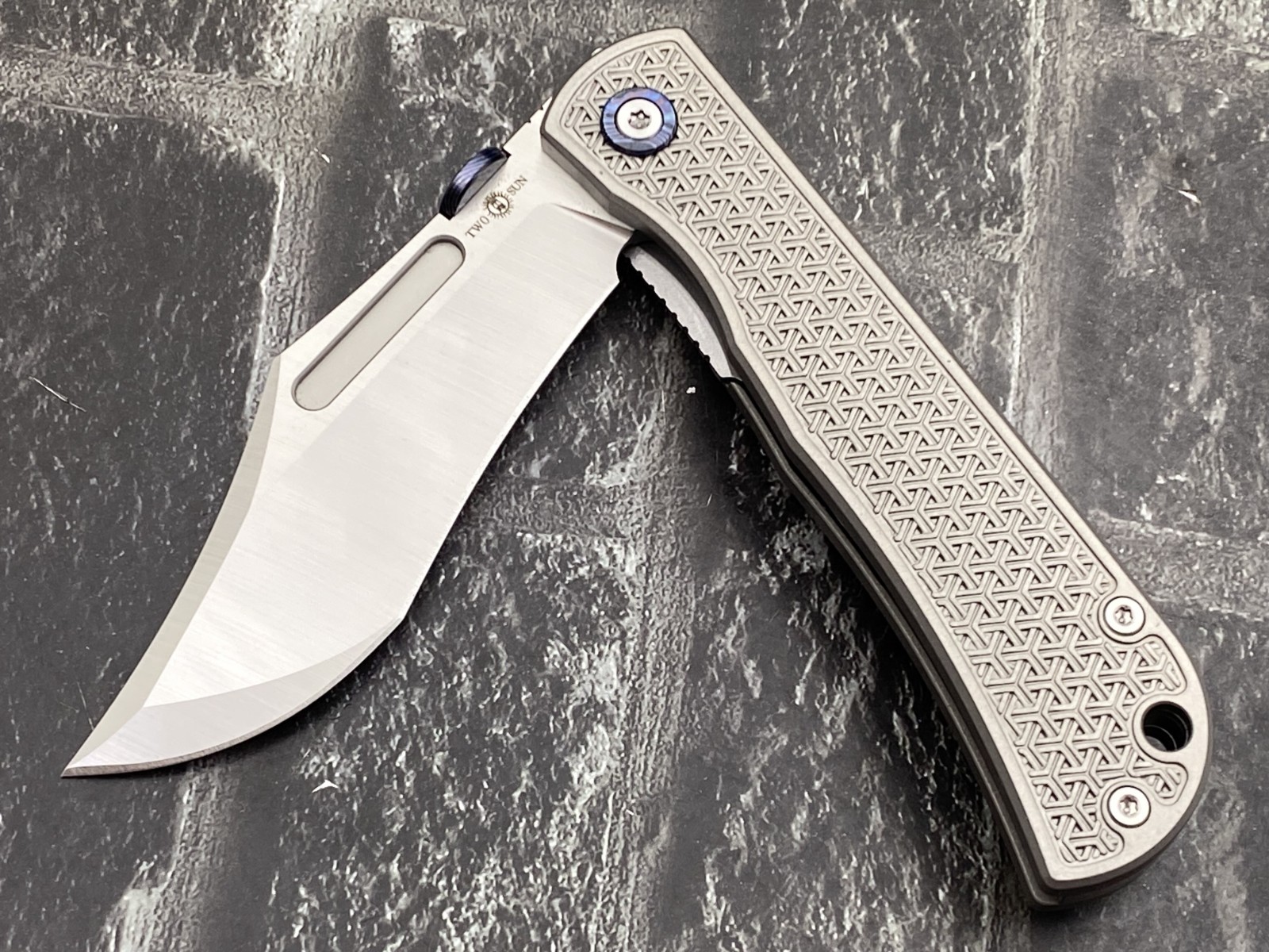 Twosun TS643-M390-Satin Folding Knife M390 Blade Titanium Handle Pocket Knife
