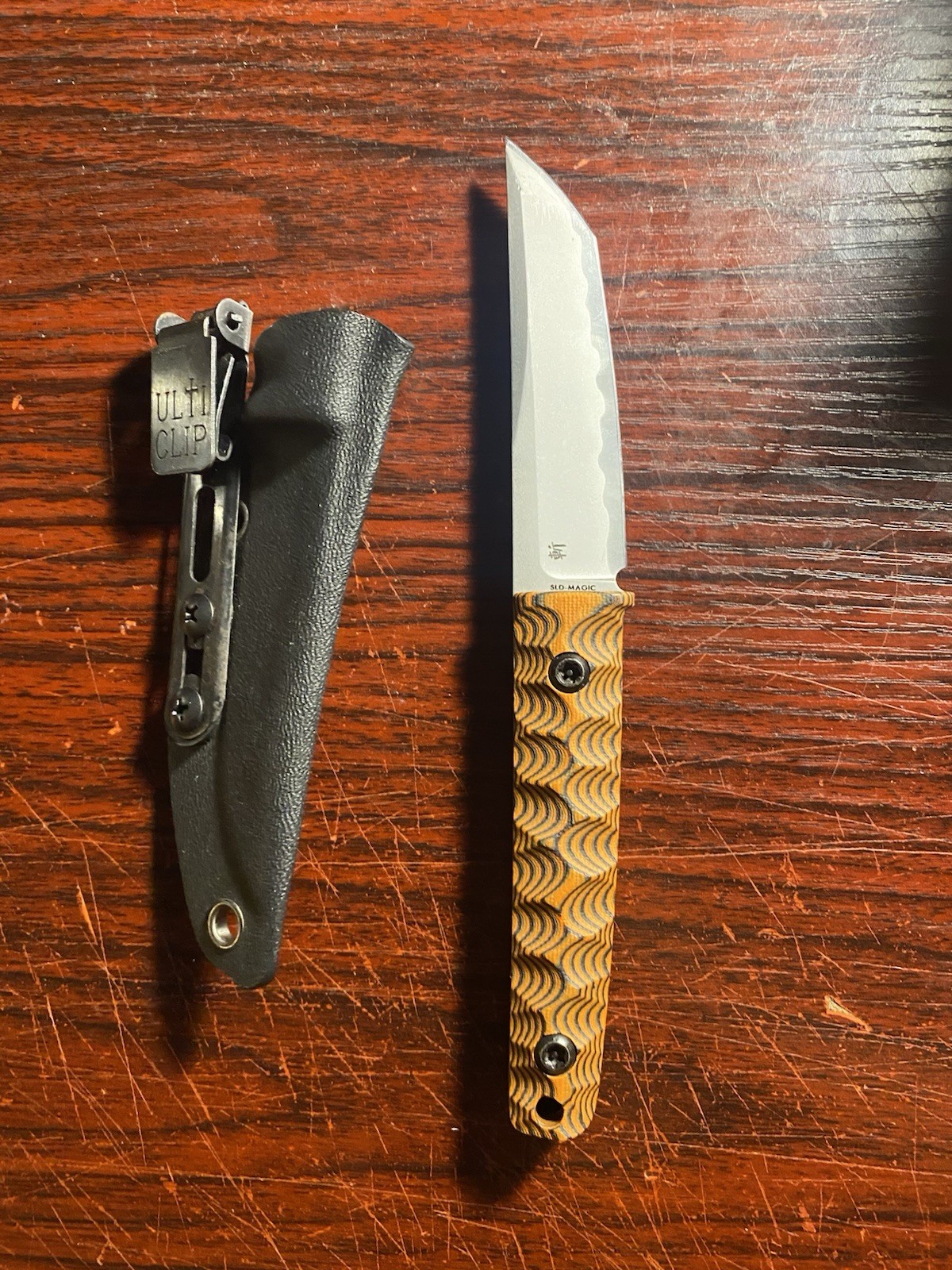 North Mountain Blade Chop Mini Fixed Knife Orange With Ulti Clip
