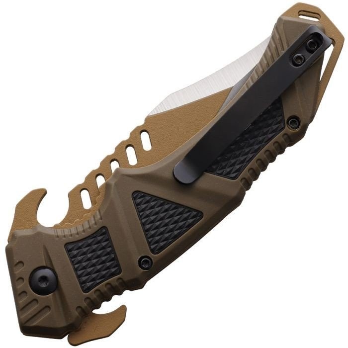 United Cutlery USMC Desert Ops Folding Knife 3Cr13 Steel Blade TPR Handle UC3622