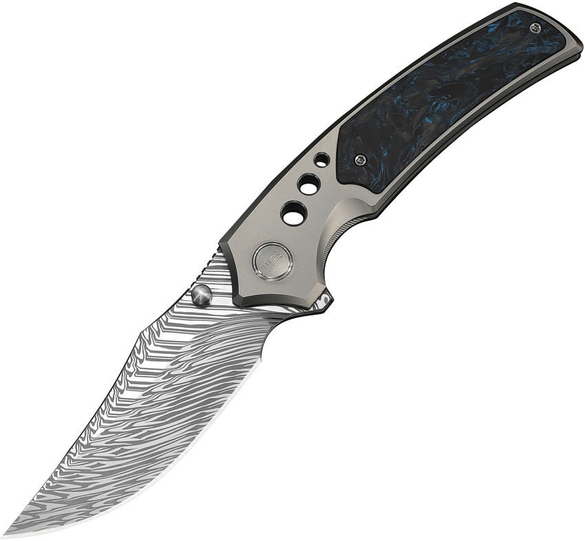WE Knife Skynix Bolster Lock Blue Carbon Fiber WE24087-DS1 3.75″ Damasteel