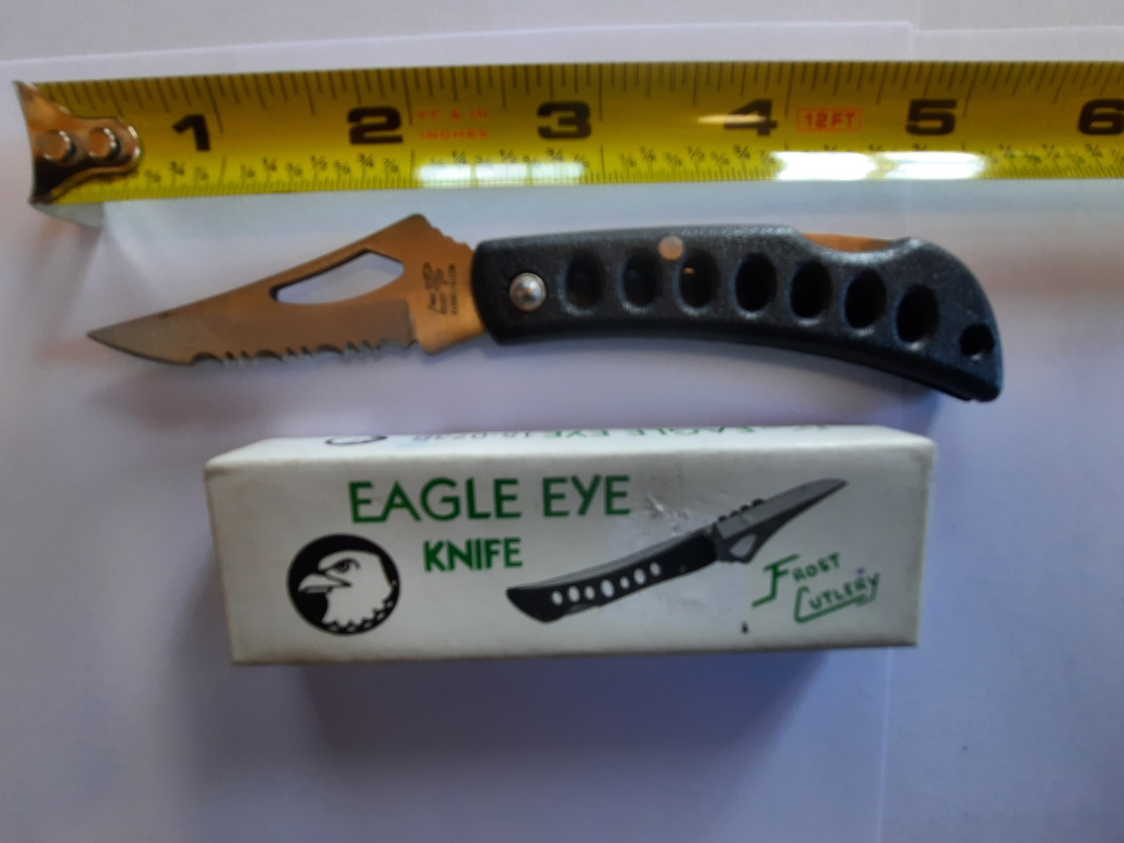 Frost Cutlery Eagle Eye Pocket Knife Part Serrated SS 2-2.99″ 7″ Clip