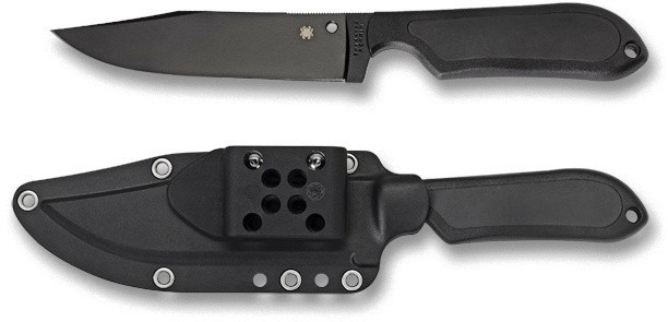 Spyderco Street Bowie Black Fixed Blade w/ Kydex Sheath 9.4″ Overall FB04PBB New