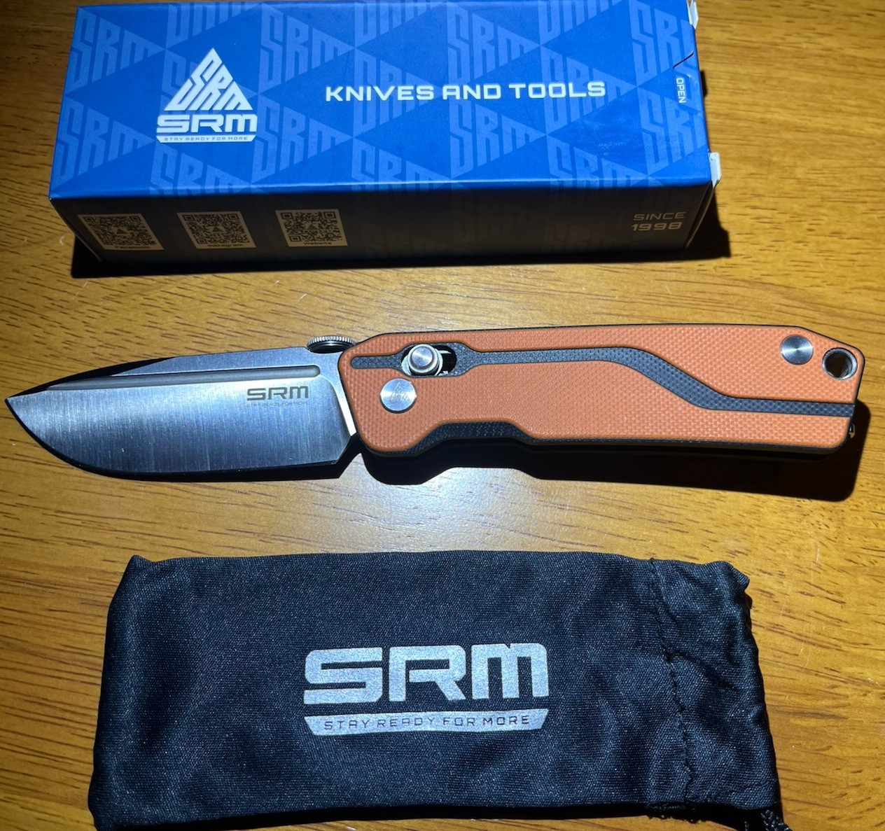 SRM Small Rubik Folding Pocket Knife 2.75″ D2 Blade 7228-GJ Orange G10, New