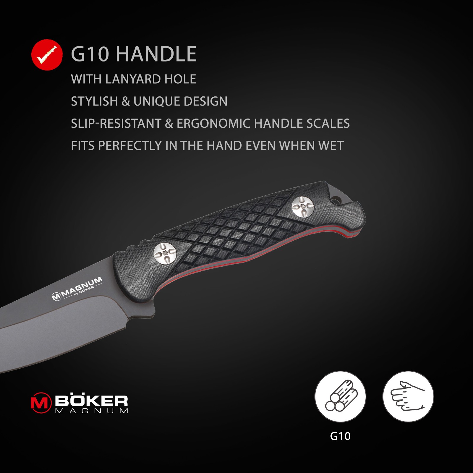 Boker Magnum Life Knife Fixed Knife 3.94″ Blade 440A G10 Handle EDC – 02MB201