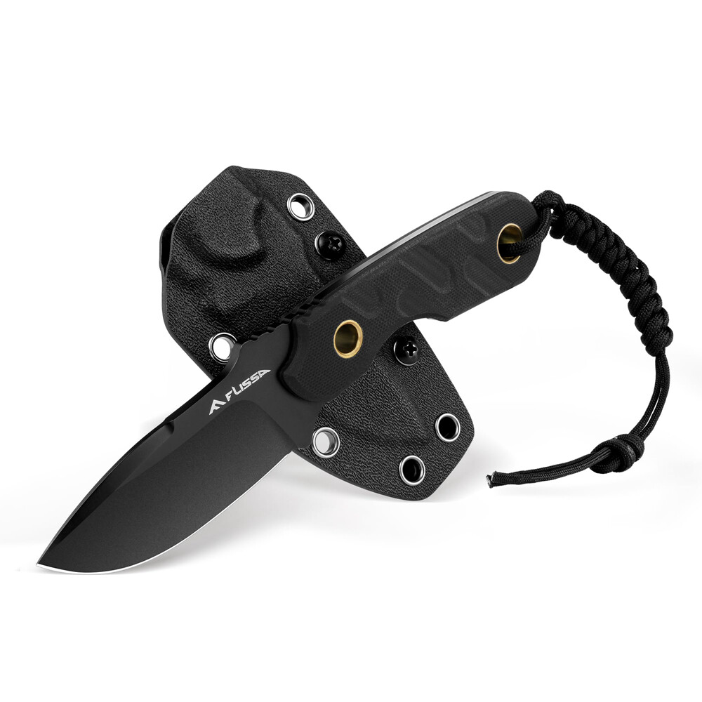 FLISSA Fixed Blade Knife 7Inch Full Tang Hunting Knife w/G10 Handle Kydex Sheath
