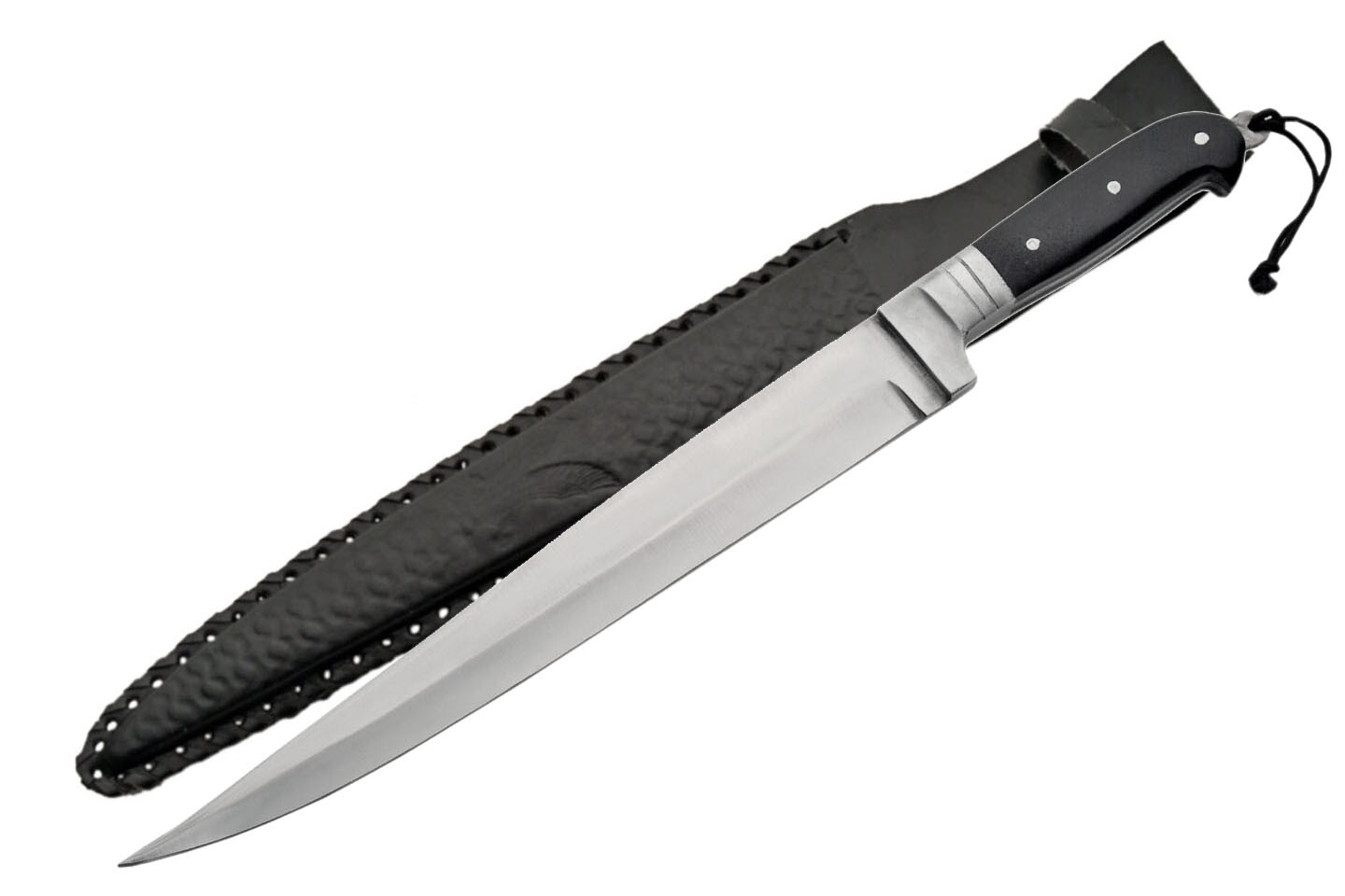 Afghani Khyber Knife Medieval Persian Black Handle 18″ Overall + Leather Sheath