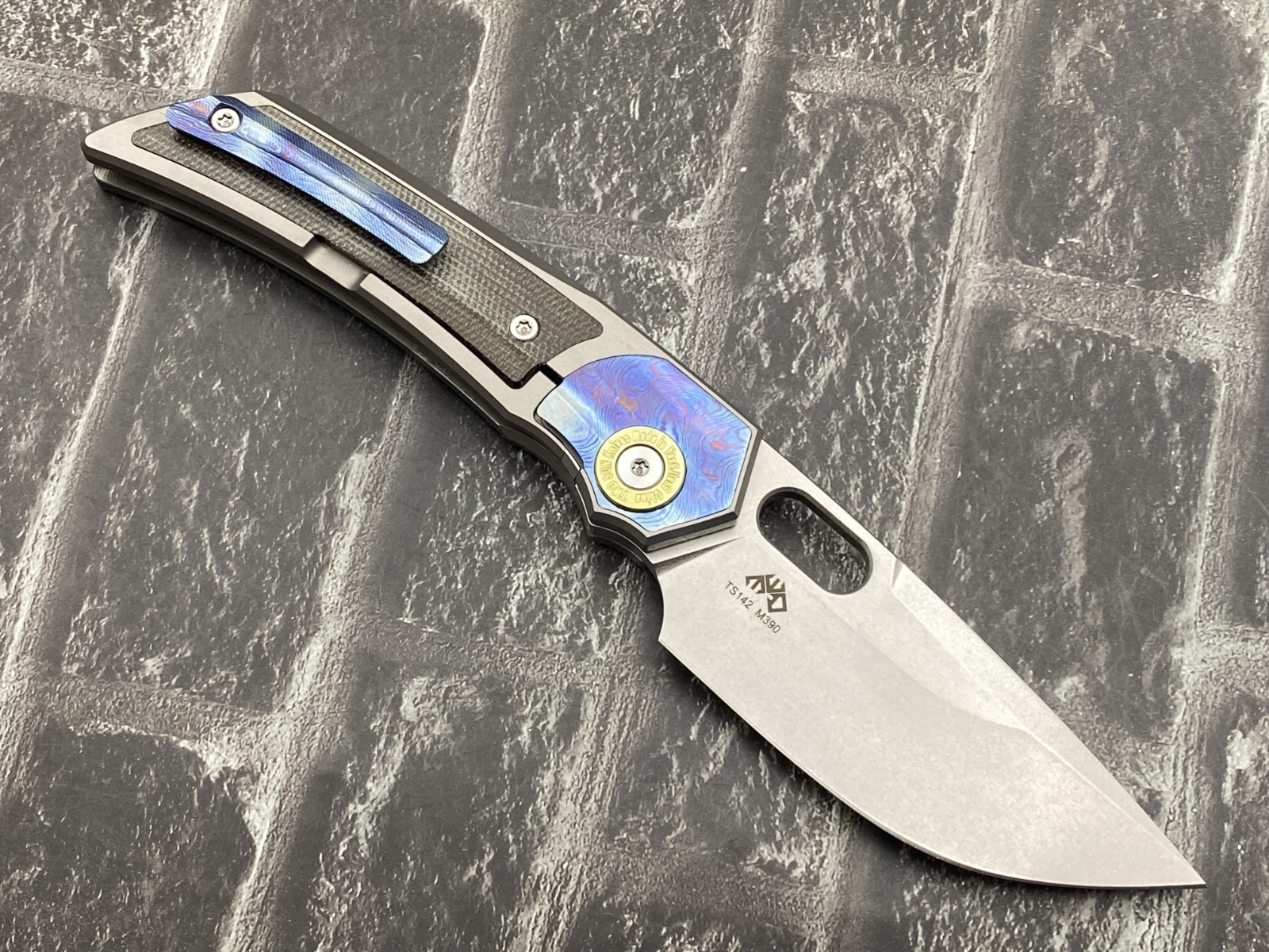 TwoSun TS142-M390-Tidama Folding Knife Titanium/Micarta/ Tidama Handle Knife
