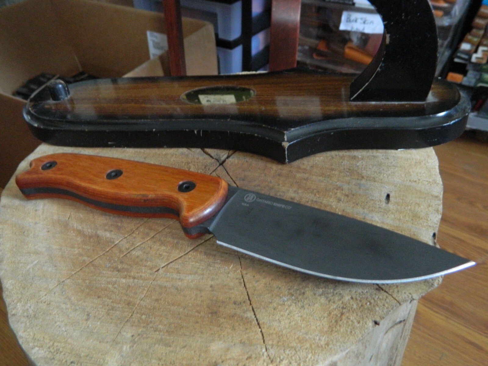 ONTARIO KNIFE CO. “TAK 2″ 10” SURVIVAL KNIFE #8664TC HIGH CARBON BLADE HARDWOOD
