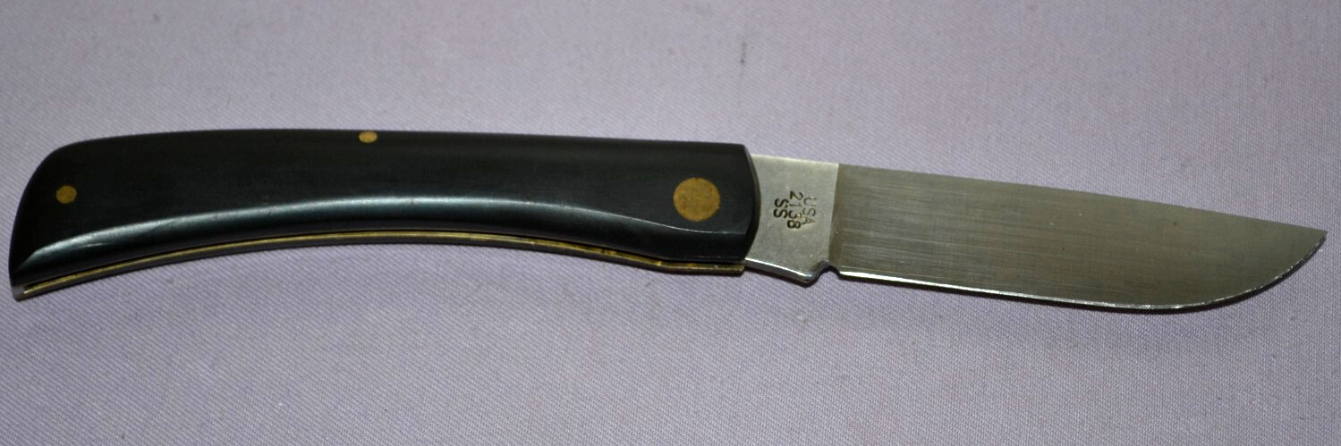 Case XX 2138 Sod Buster Stainless Steel Flat Blade Black Handle Folding Knife US