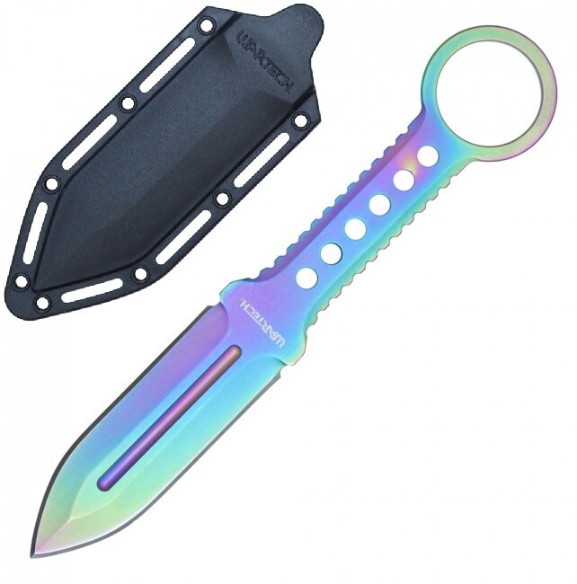 Tactical Knife Wartech 4.25″ Rainbow Double Edge Dagger Blade + Slim Sheath