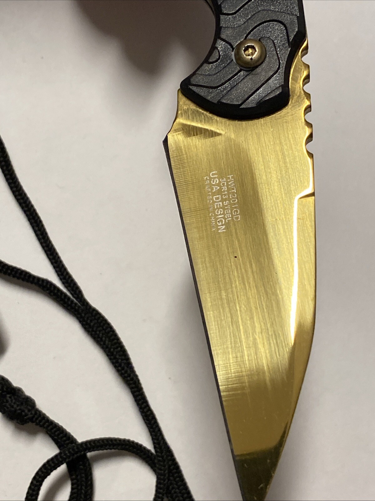WarTech HWT201GD 3CR13 Steel Gold Color Knife With Case / Sheath