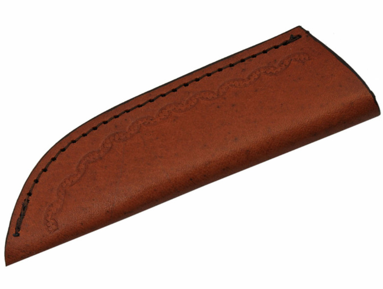 8.5″ Fixed Blade Skinner Knife | Horn Handle, Filework Spine + Sheath